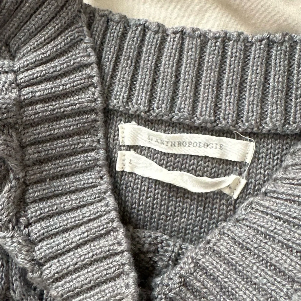 ANTHROPOLOGIE GRAY CABLE KNIT TANK TOP Cropped Length Slim Fit Size-Large - Picture 5 of 9